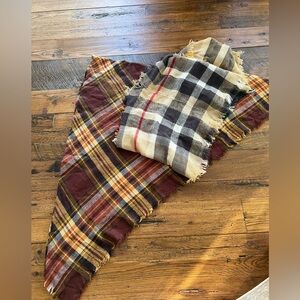 Plaid Fringe Scarf Set
